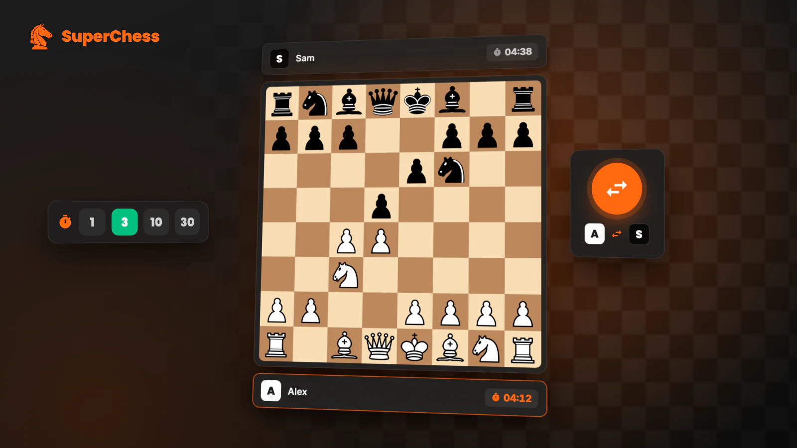 Chess Pass & Play: two players sharing one phone, the board flips after every move